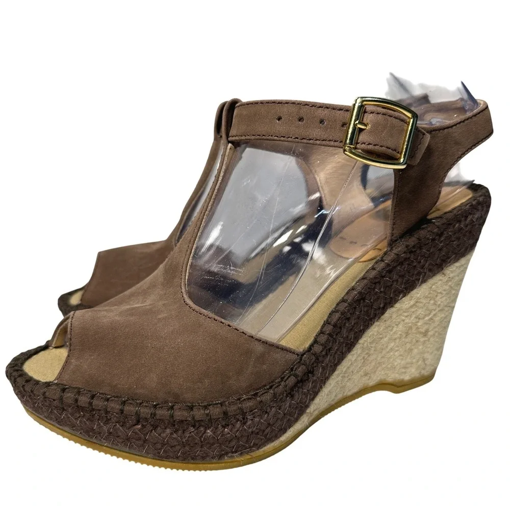 Kanna Espadrille‎ Wedge Sandals Brown Suede Size EU37/US7 Boho Coastal Vacation